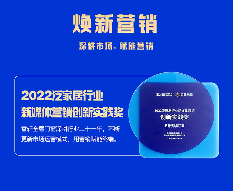 富軒全屋門窗榮獲2022泛家居行業(yè)新媒體營銷創(chuàng)新實(shí)踐獎(jiǎng)